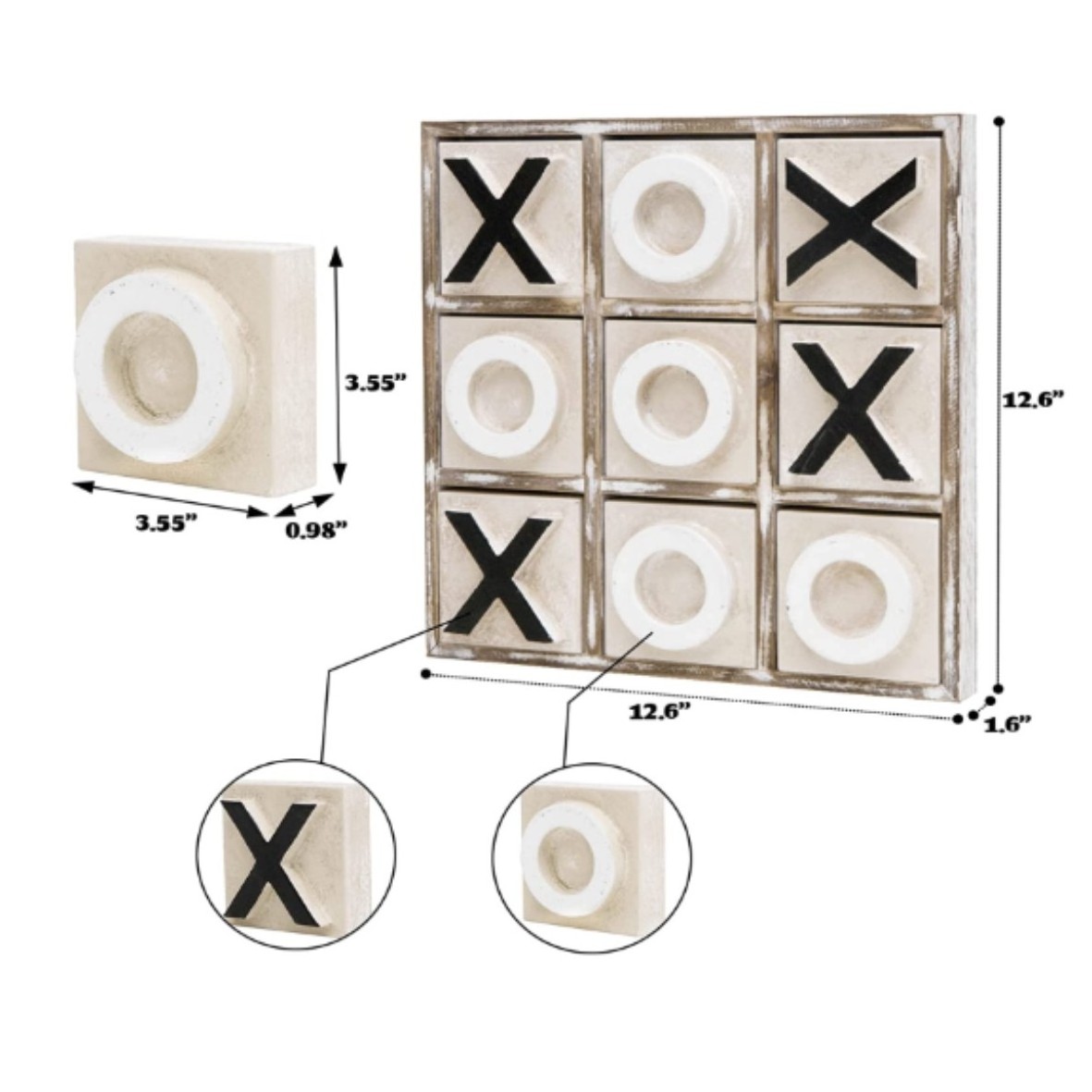 Newest Design Tic Tac Toe Game Set in Black & White Powder Coated With Engraving Handcrafted Wooden Tic Tac Toe Travel Friendly