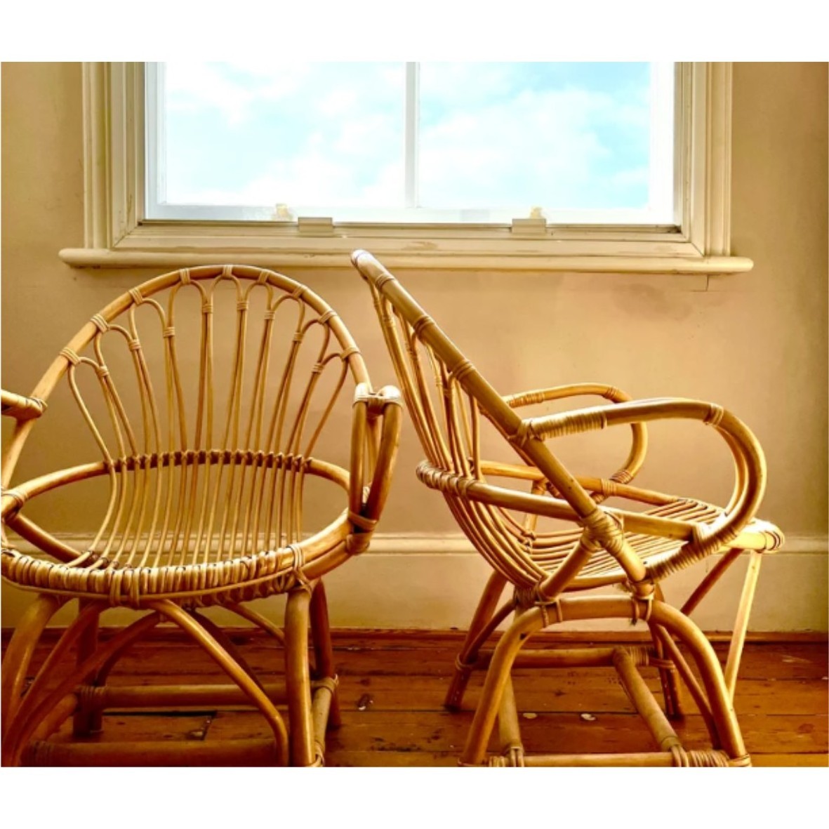 New Arrival Vintage Bamboo chair with arms Handcrafted Rattan Armchair With High Back For Garden office Living Room