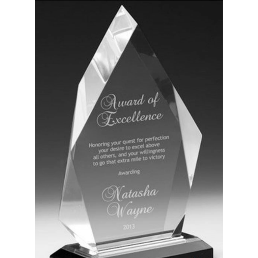 Engraved Acrylic Diamond Award  Plaque Employee Recognition Retirement Appreciation Corporate Award Custom Gift Multiple Sizes