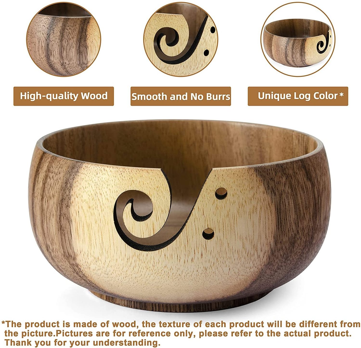 Newly Wooden Yarn Bowl Knitting Storage Bowl Best Gift for Grandmother & Housewife 2 Shaded Weaving Loom Kit for Wool