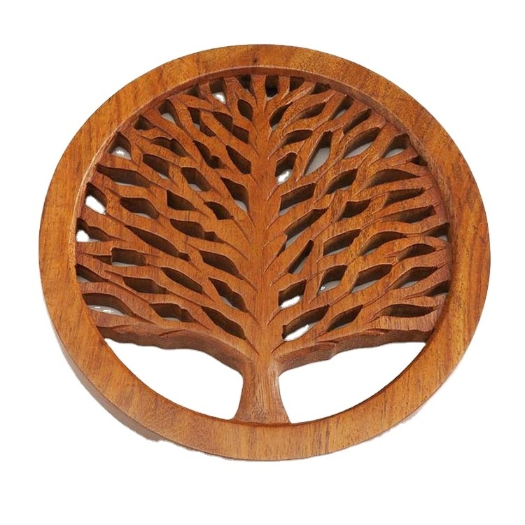 New Arrival Handcrafted Wooden Trivets for Hot Dishes Hot Selling Eco Friendly Kitchen Trivets High Quality