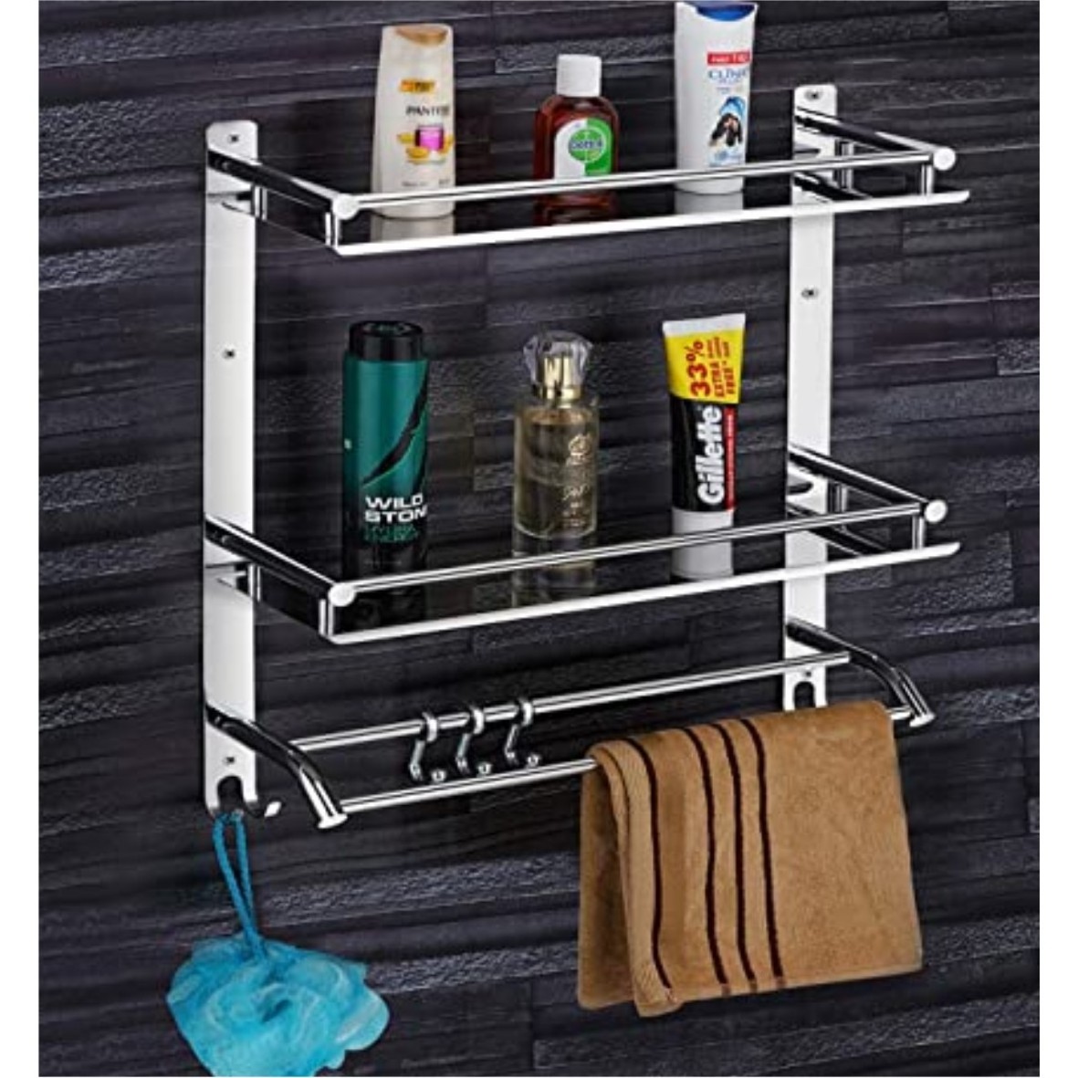 Hot Selling 3 Tier Metal Silver Rack Polished Naturally Multi Purpose Use Rack Kitchen Organizer Bathroom Organizer