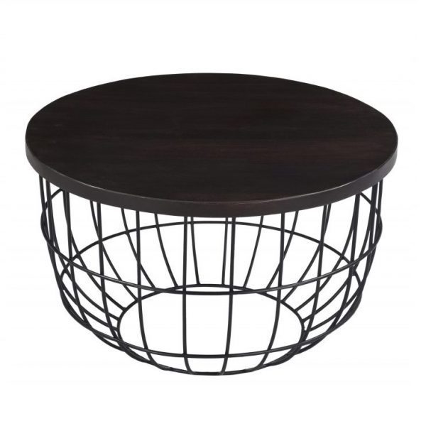 Modern Design Round Wood Top Coffee Table With Iron Base For Living Room Dining Center Tables High Quality Durable End Table