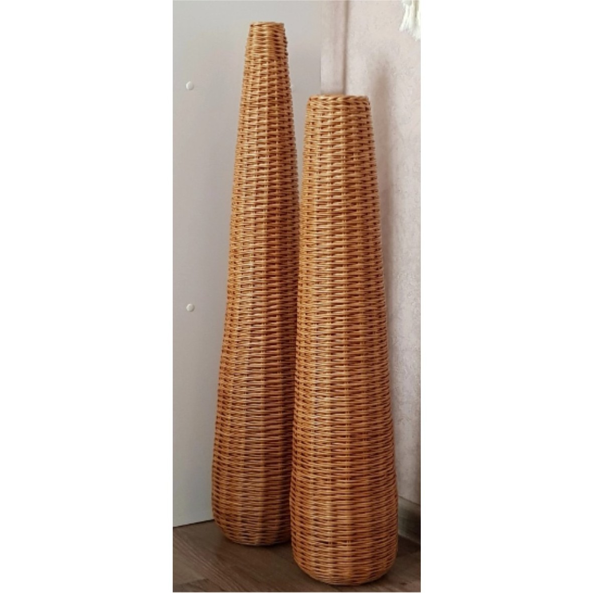 New Arrival Decent Long Flower Vase High Quality Rattan Room Vase Hand woven wicker vase for garden home decor gift for party