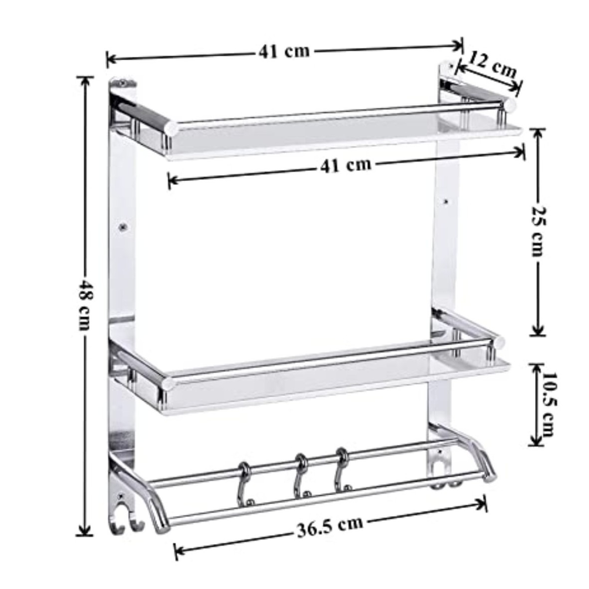 Hot Selling 3 Tier Metal Silver Rack Polished Naturally Multi Purpose Use Rack Kitchen Organizer Bathroom Organizer