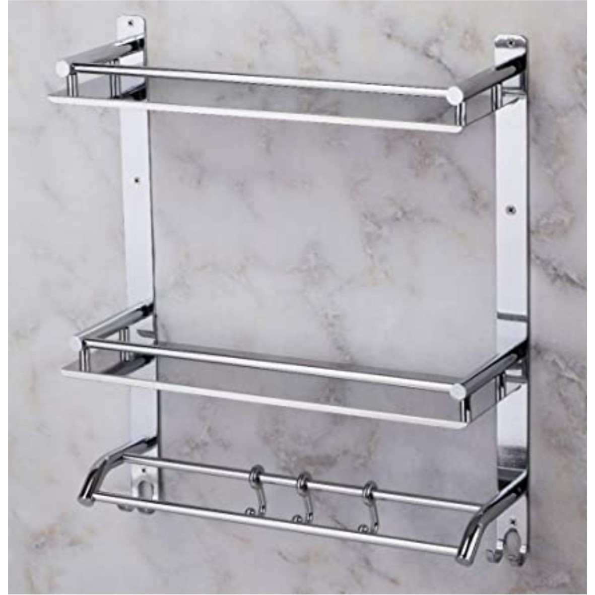 Hot Selling 3 Tier Metal Silver Rack Polished Naturally Multi Purpose Use Rack Kitchen Organizer Bathroom Organizer