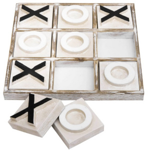 Newest Design Tic Tac Toe Game Set in Black & White Powder Coated With Engraving Handcrafted Wooden Tic Tac Toe Travel Friendly