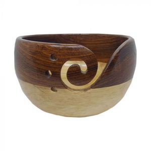 Newly Wooden Yarn Bowl Knitting Storage Bowl Best Gift for Grandmother & Housewife 2 Shaded Weaving Loom Kit for Wool