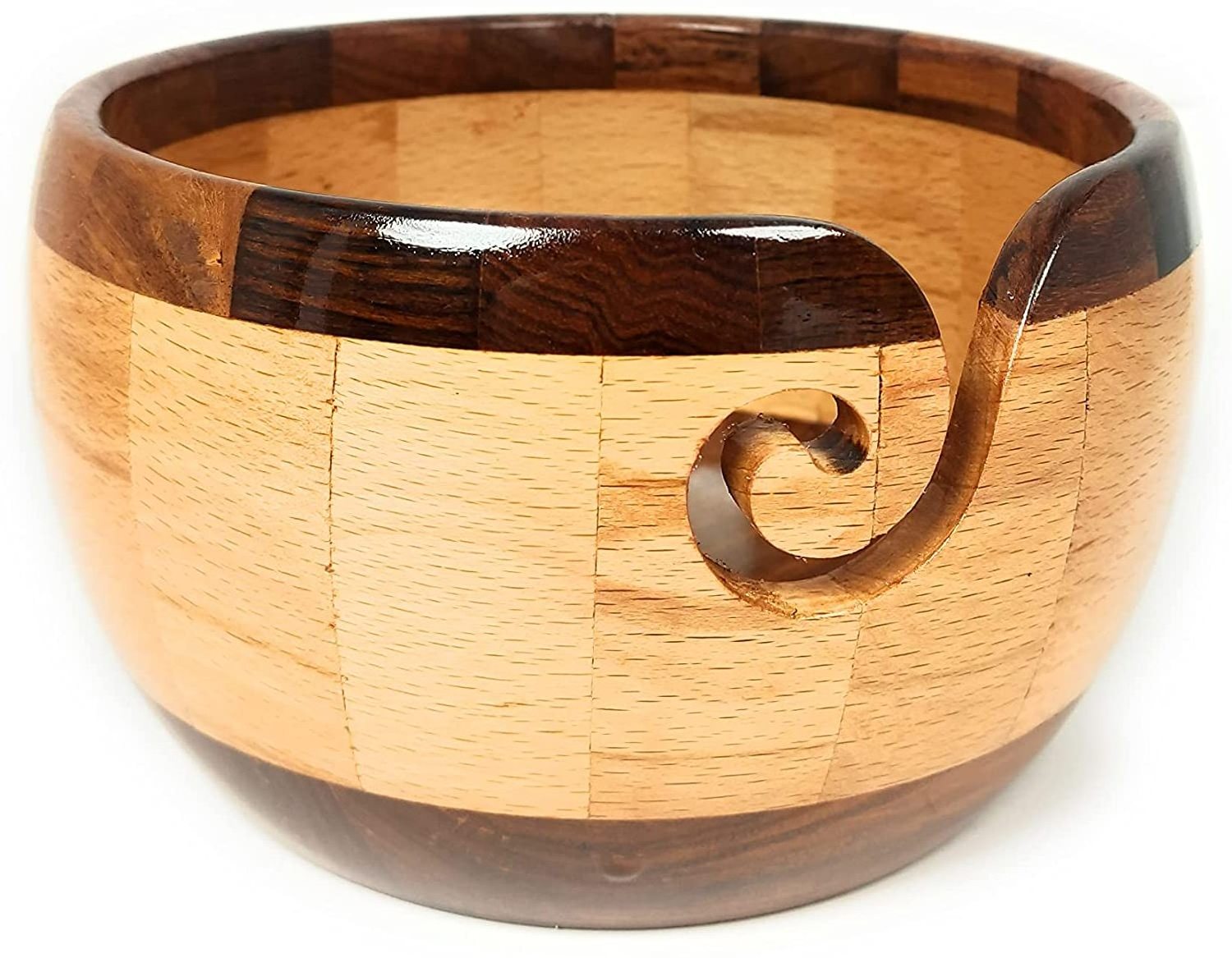 Attractive Wooden Yarn Bowl High Quality Handmade Natural Finished Knitting Storage Holder without Lid Creative Decorative Bowl