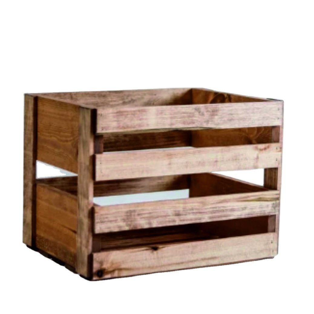 Modern Big Size Wooden Crate Handcrafted Unique Crate For Multifunctional Usage Wood Box Storage Box Organizer for Fruits