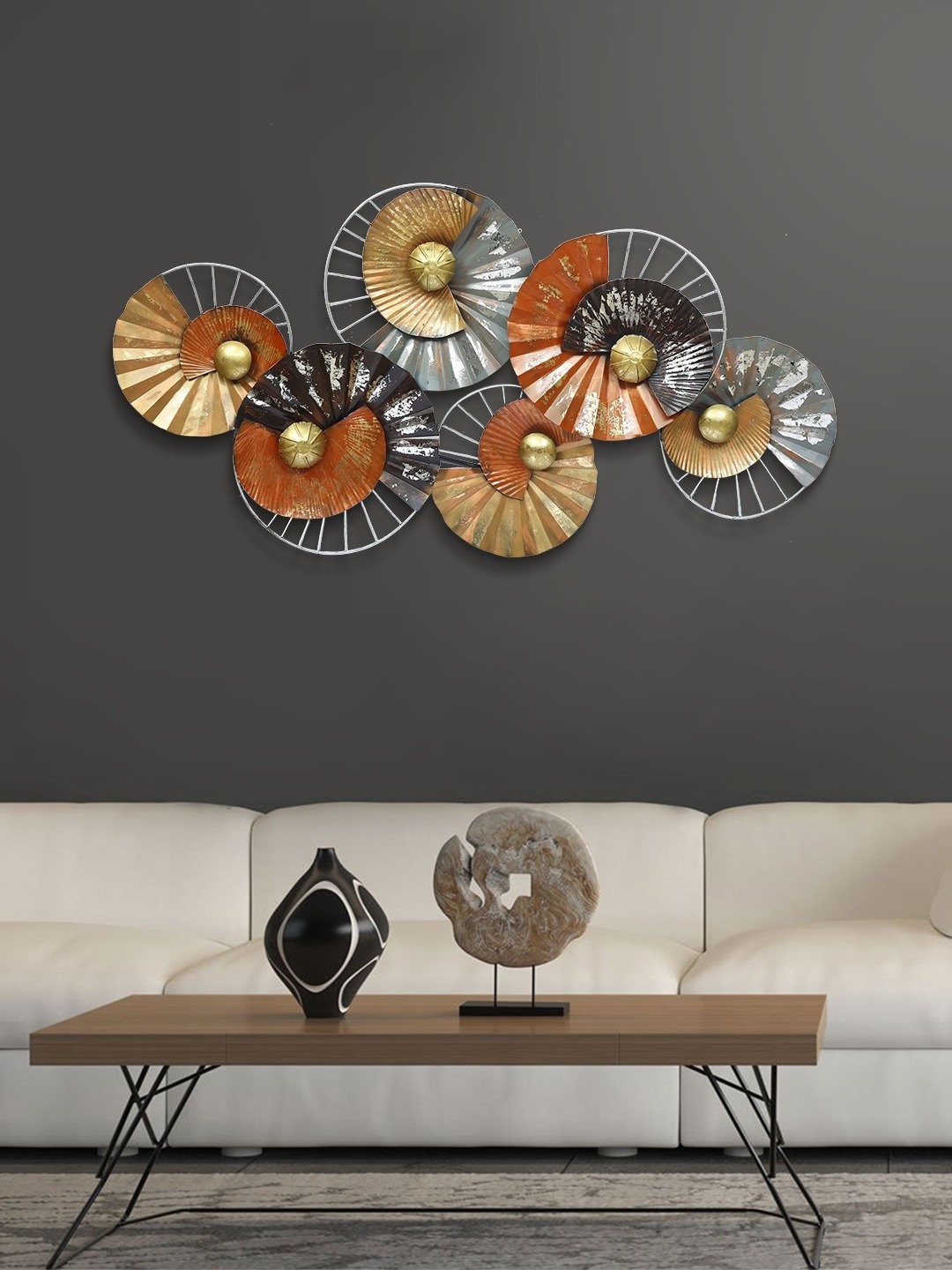 Attractive Rose Gold Toned & Brown Floral Contemporary Art Wall Decor for home office living room bedroom decor handcrafted wall