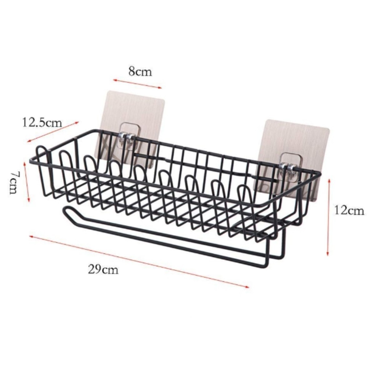 Unique Pure Metal Multipurpose Wall Mount Bathroom Rack Storage Shelf with Towel Stand Holder Bars and Hanger Hooks (Medium)