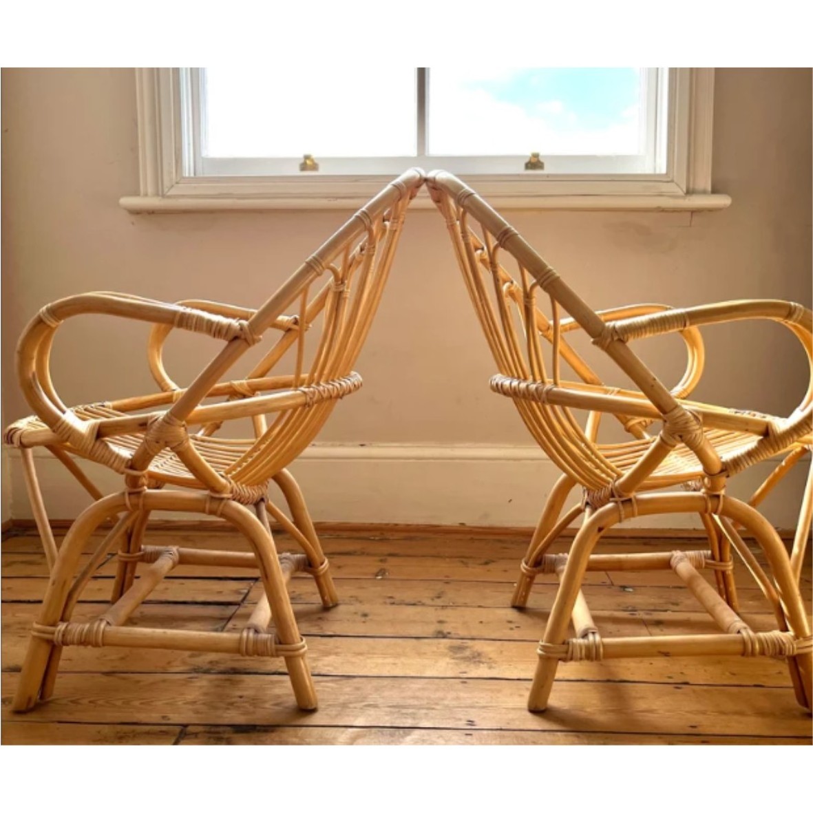 New Arrival Vintage Bamboo chair with arms Handcrafted Rattan Armchair With High Back For Garden office Living Room