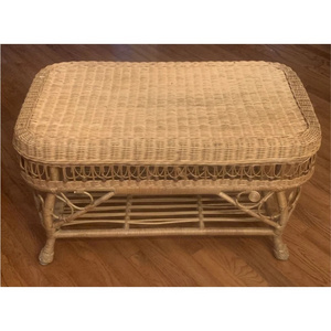 Modern Rectangular Rattan Center Table Handcrafted 2 tier Wicker Coffee Table with Elegant Design Bamboo Base Furniture