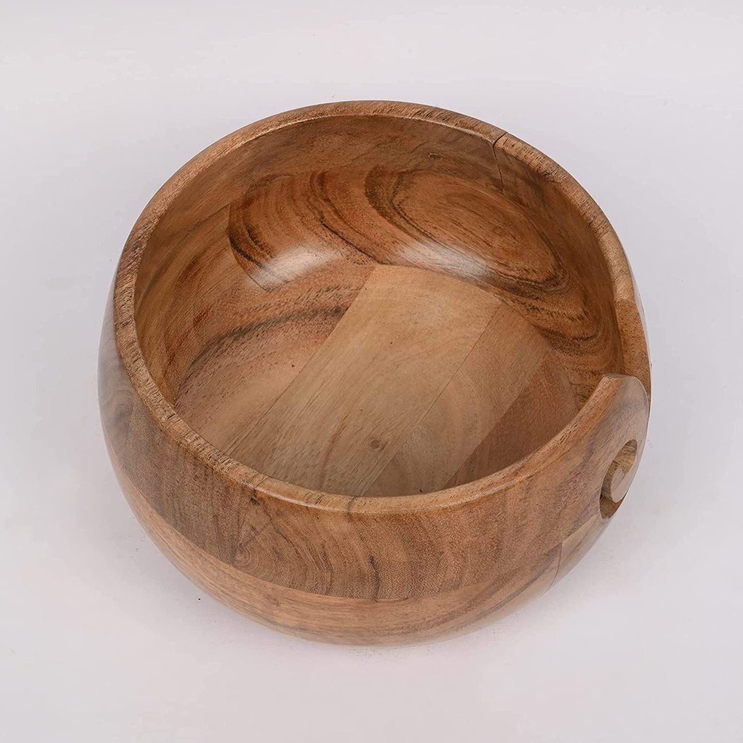 Attractive Wooden Yarn Bowl High Quality Handmade Natural Finished Knitting Storage Holder without Lid Creative Decorative Bowl