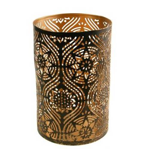 Attractive Desktop Decorative Etching Iron Candle Holder Golden Finished Tea Light Metal Holder For Home Decoration Handmade