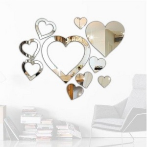 Home Decor Luxury Acrylic Wall Stickers 3mm Acrylic Sheet Best Gift Item Heart Shape Wall Art Silver Mirror Art for Wall Decor