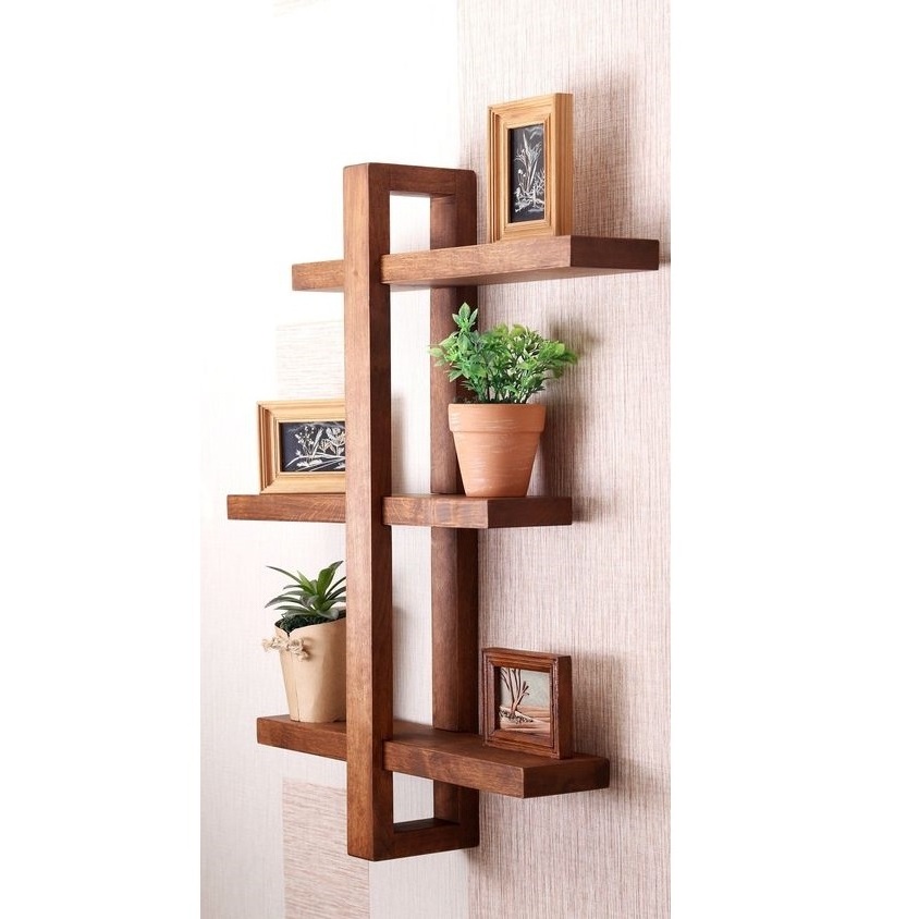 Wall Mounted Wooden Book Shelf High Quality Decorative Flower vase Holder as a Wall Art MDF Wooden Wall Art for Home Decor