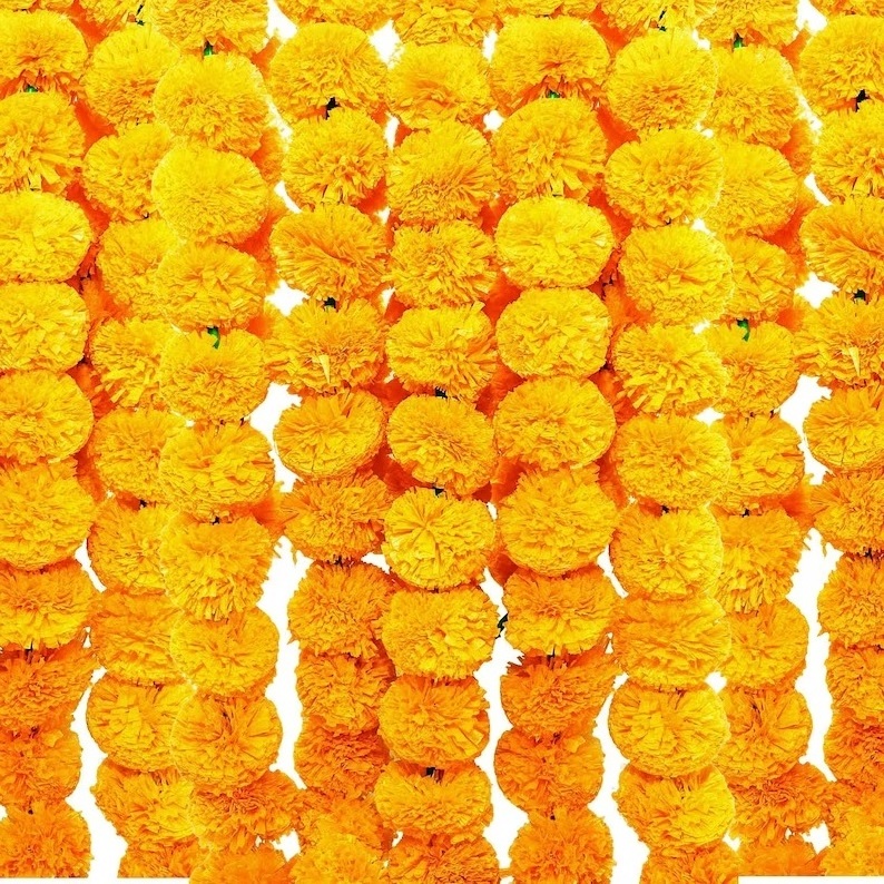 Mehndi Decorations Artificial Marigold Garland Wedding Backdrops Wreaths Flower String