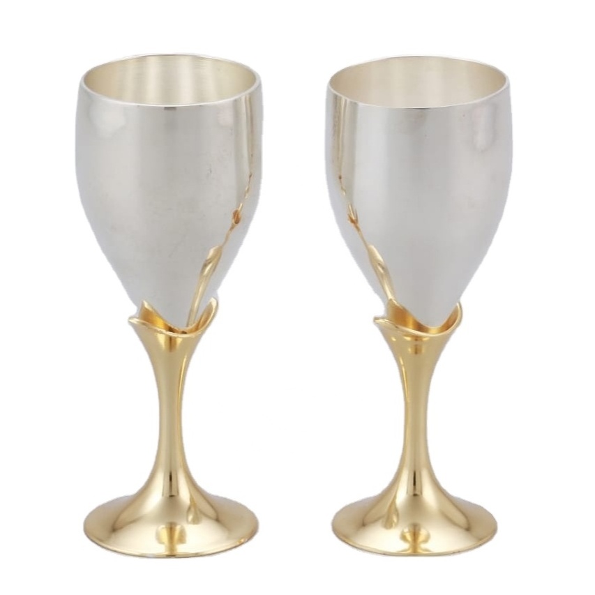 Buy Latest Design Stainless Steel Goblet Custom Silver Stemmed Wine Glasses Goblet  Whiskey Silver Glass