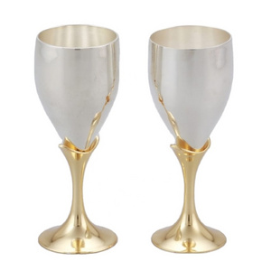 Buy Latest Design Stainless Steel Goblet Custom Silver Stemmed Wine Glasses Goblet  Whiskey Silver Glass