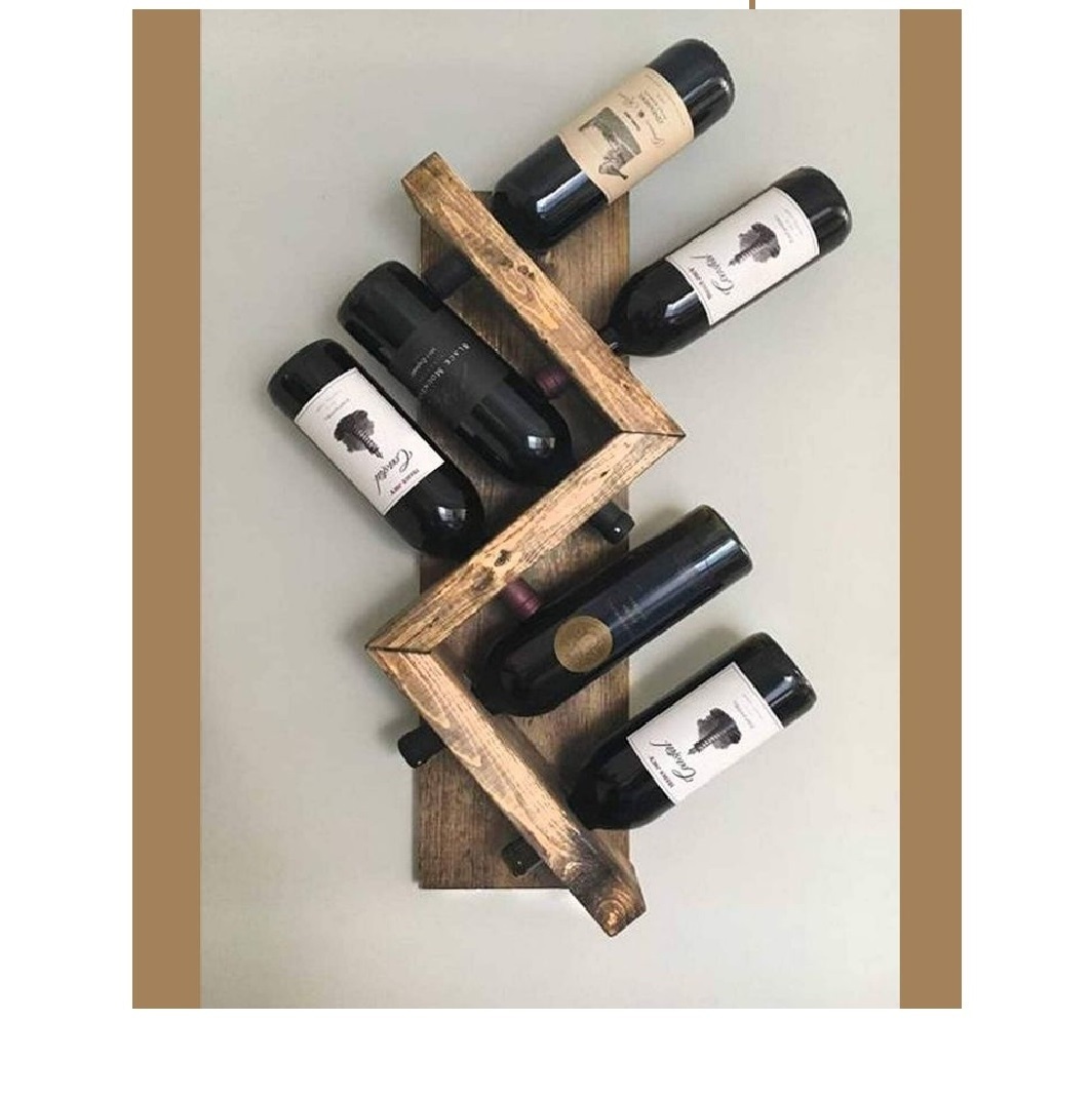 6 Bottle Mango wood Wine Racks Countertop Cabinet Wine Holder wood bottle display stand curved acacia wood for customized size