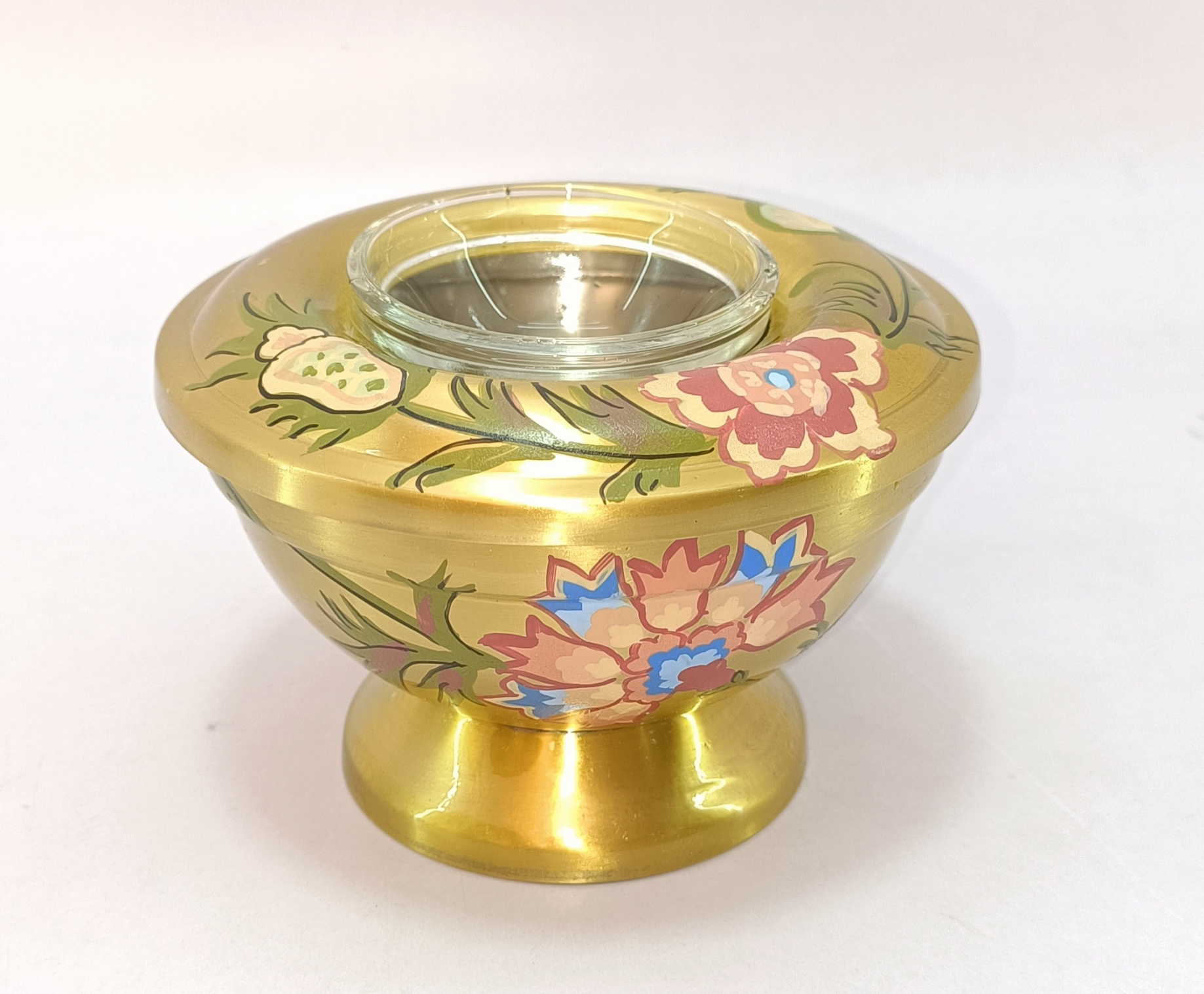 Eco friendly kettle hand painted brass water pitcher flower design 100%pure brass tea Kettle For Serving the Tea New Look