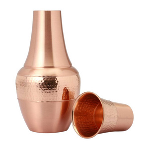 Latest Design Copper Bedside Water Carafe with Tumbler Ayurvedic Copper Carafe Leak Proof Copper Water With Tumbler