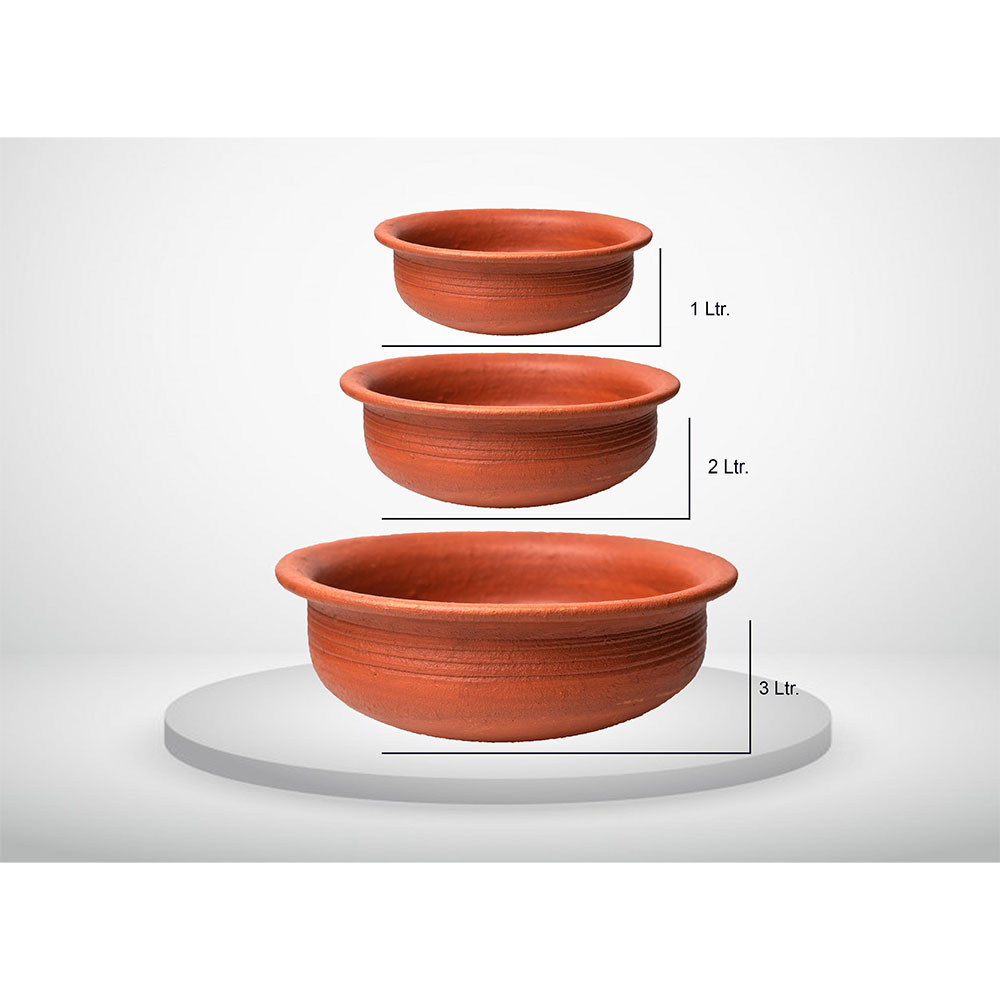 Handmade 500ml to 3000ml Terracotta Clay Pottery Modern Large Handi Earthen Pot Kitchen Cooking Serving High Quality Material