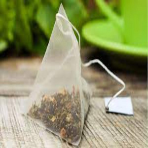 OEM Biodegradable NYLON PYRAMID TEA BAG with thread and tag from Indian supplier use and throw product