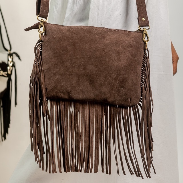 Genuine Cow Hide Leather Bag For Women Gift's Western Style Fringe Stone Handwork Suede Leather Hair On Sling Leather Bag's