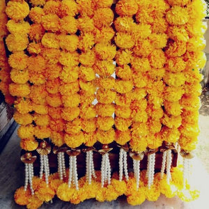 Indian Handmade Artificial Marigold Mogra Flower Strings Hangings for Wedding decor Haldi, Mehndi Decoration