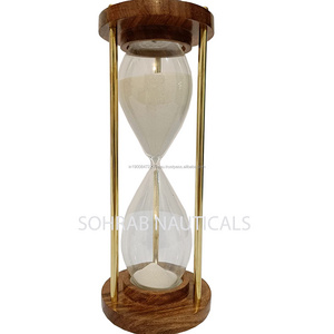 hourglass 50 Minutes Sand Timer  Wood and Brass Hourglass Sand Timer Sand Clock