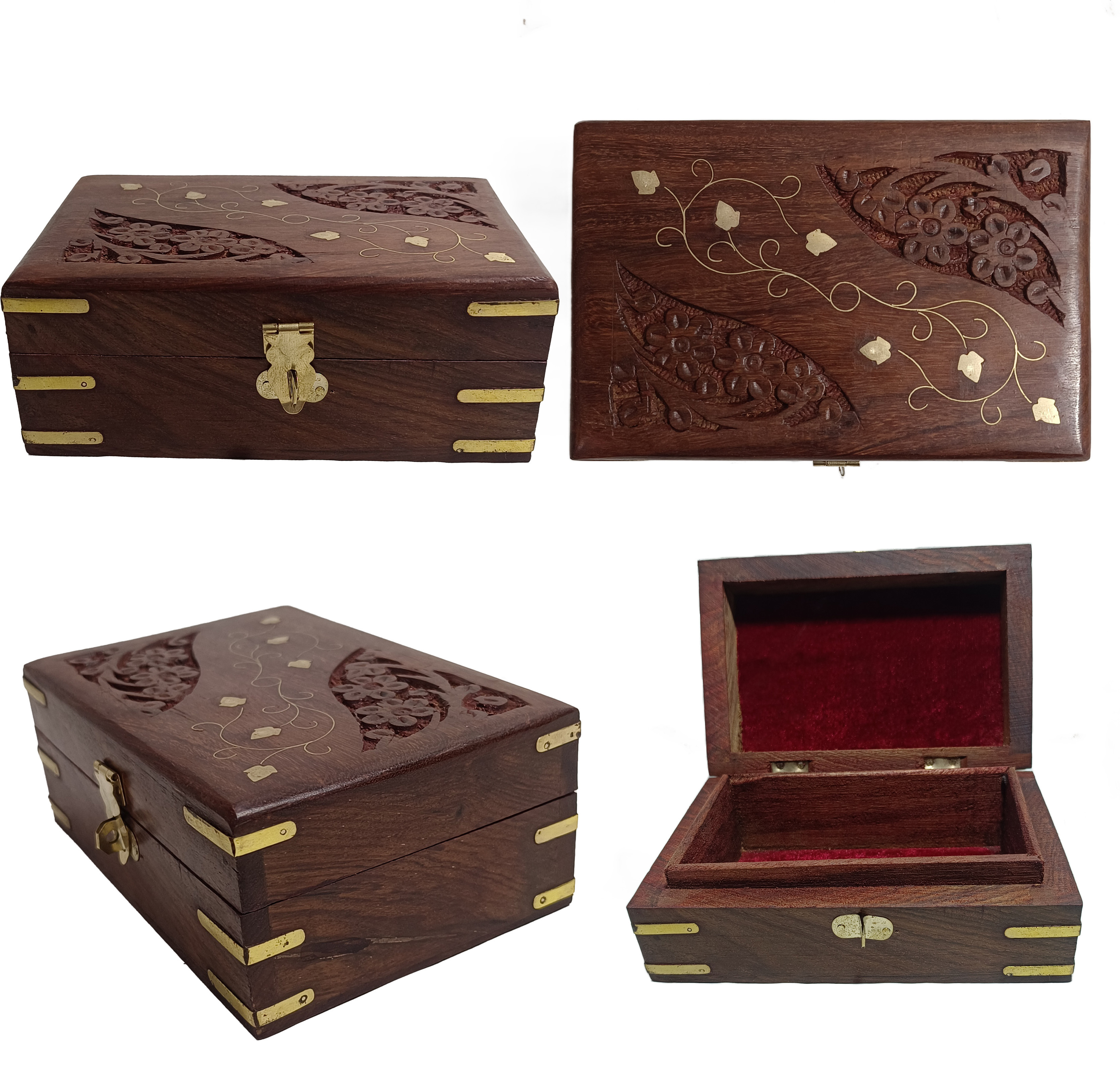 Handmade Wooden Jewellery Box for Women Wood Jewel Organizer Hand Carved with Intricate Carvings Sheesham Jewellery Wooden Box