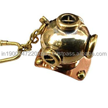 Antique Handicraft Brass Finish Diving Helmet Keychain Nautical Assorted Key Ring Brass Keychain Handmade Keychain & Key Ring