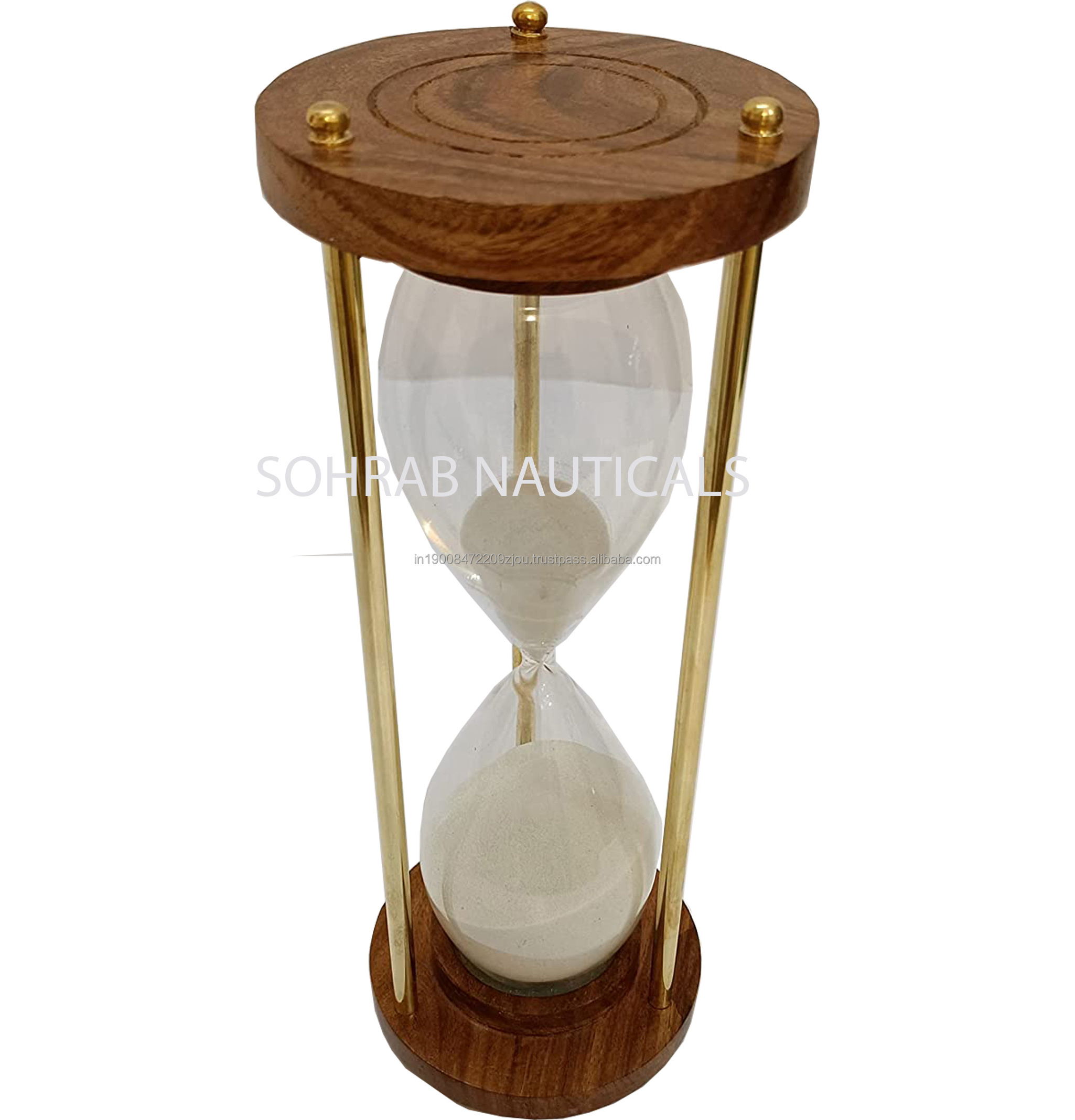 hourglass 50 Minutes Sand Timer  Wood and Brass Hourglass Sand Timer Sand Clock