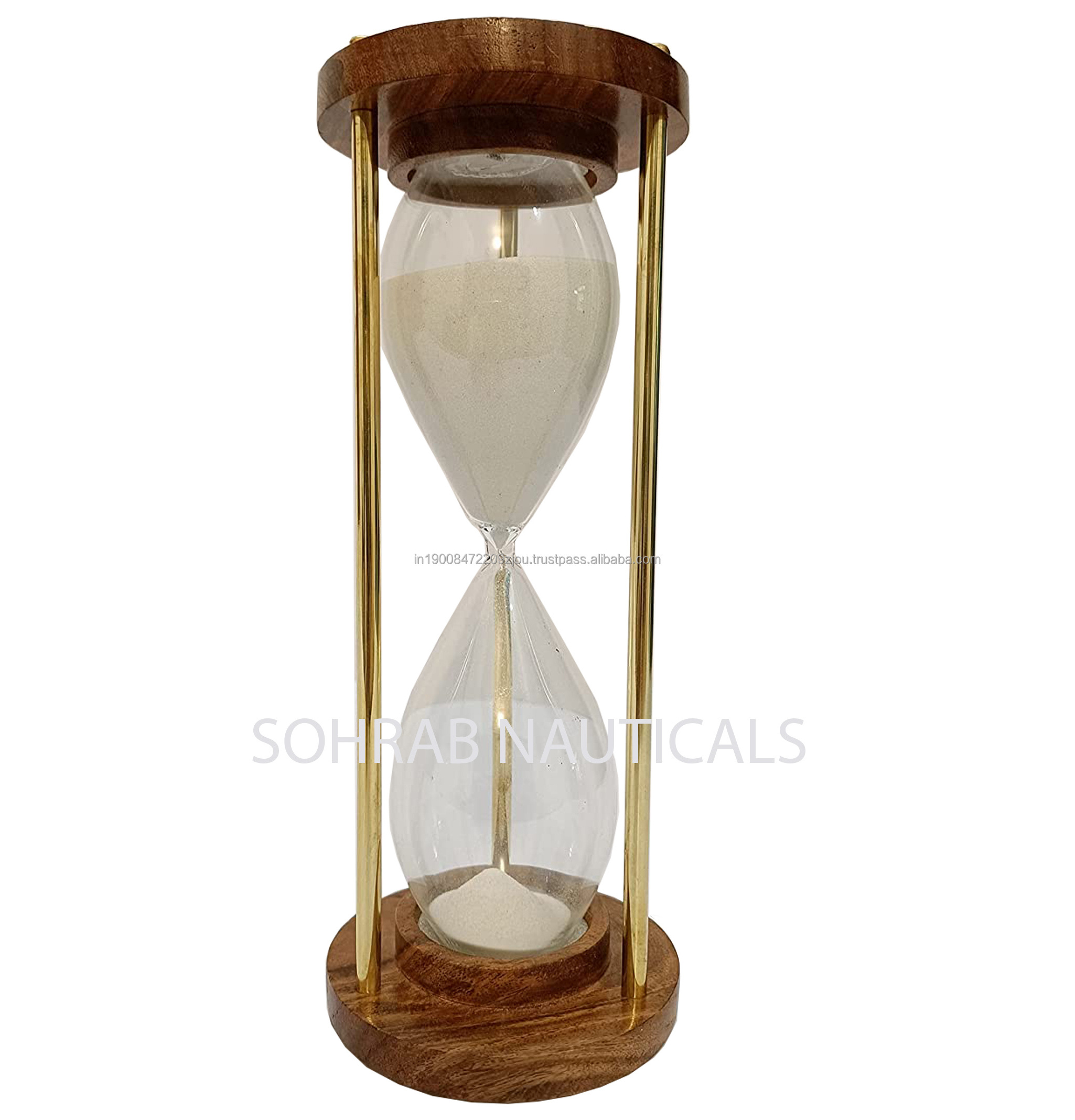 hourglass 50 Minutes Sand Timer  Wood and Brass Hourglass Sand Timer Sand Clock