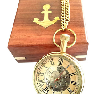 Designer Mechanical Pocket Watch with Chain and Wooden Box Direct Selling Available At Wholesale Price