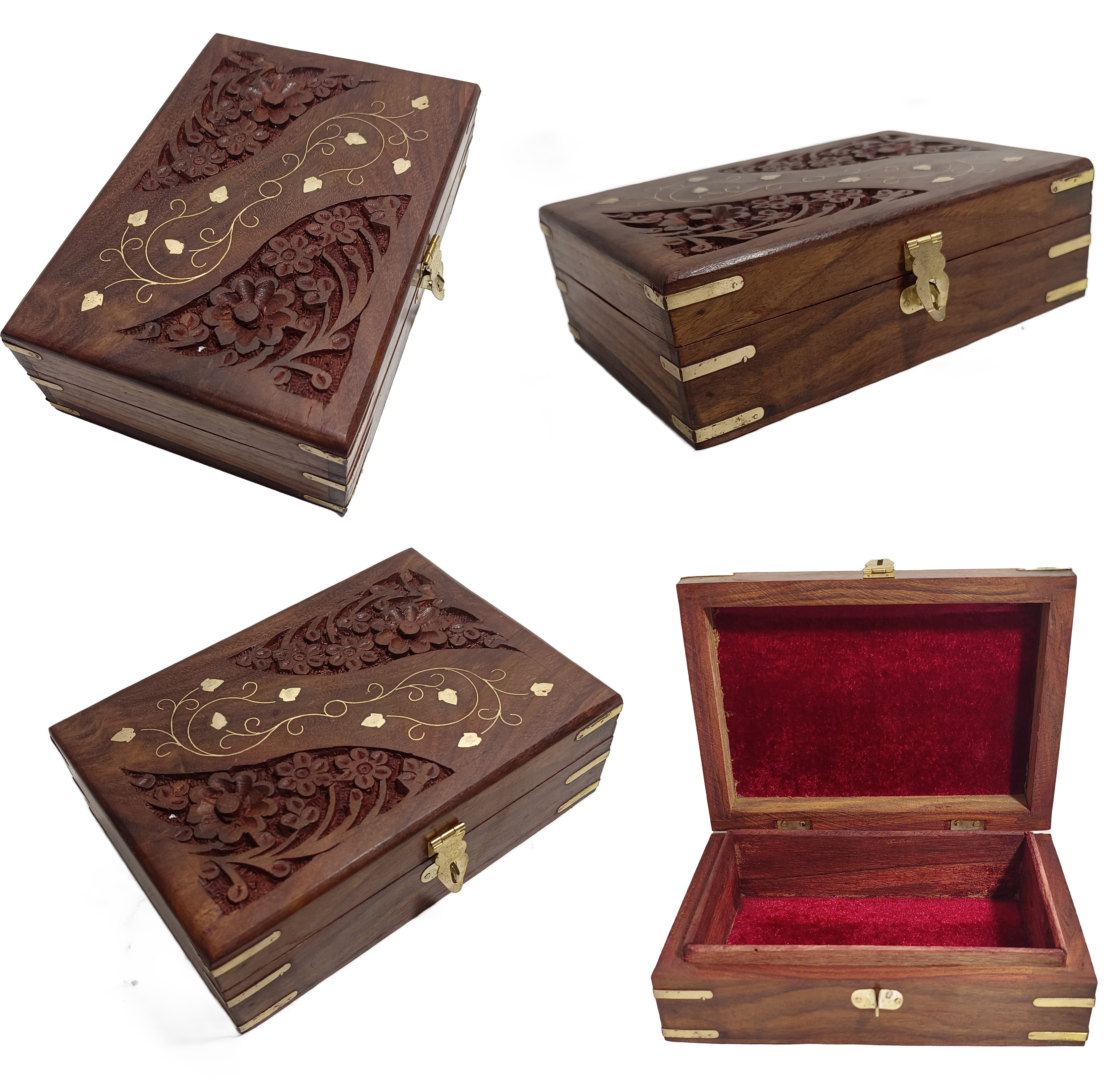 Wooden Jewellery Box for Women Wood Jewel Organizer Hand Carved with Intricate Carvings Sheesham Jewellery Wooden Box