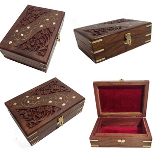 Wooden Jewellery Box for Women Wood Jewel Organizer Hand Carved with Intricate Carvings Sheesham Jewellery Wooden Box