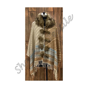 Long Cashmere Fur Scarf Shawl Luxury Genuine Fur Stole cashmere shawl with fur trim shawl scarf stole for wedding