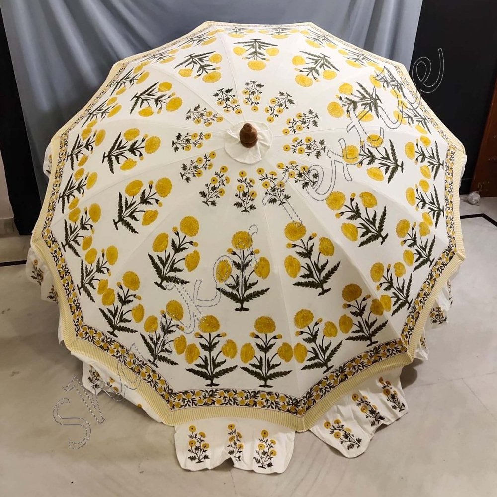 Ethnic Handmade Indian Garden Umbrella Large Decorative Garden Umbrella Tribal Bohemian Garden Umbrella