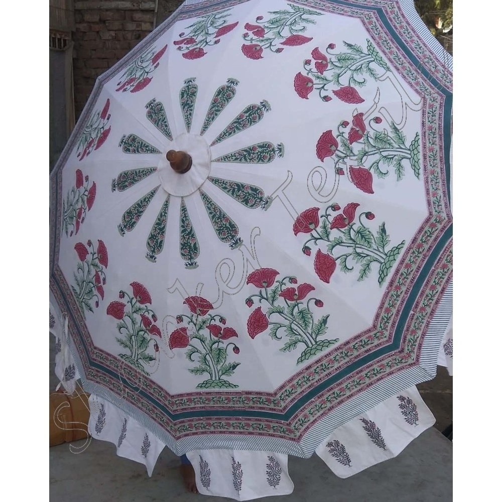 Indian Handmade Summer Protection Sun Parasol Umbrella Cotton Beach Umbrella