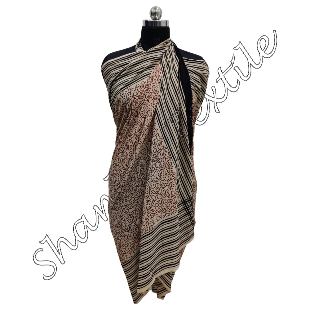 Hand Block Printed Beautiful Cotton Sarong Light Weight Short Beach Wear Kaftan Night Wear And Sleep Wear Summer Dress Sarong