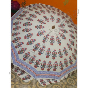 Indian Garden Decorative Large Umbrella Sun Shade Cotton Outdoor Parasol Designer Block Print Cotton Umbrella