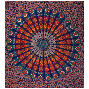 Gold Supplier Indian Cotton Fabric Mandala Tapestry Wholesale Wall Hanging Indian Hippie Dorm Tapestries Bedspread Ethnic Decor