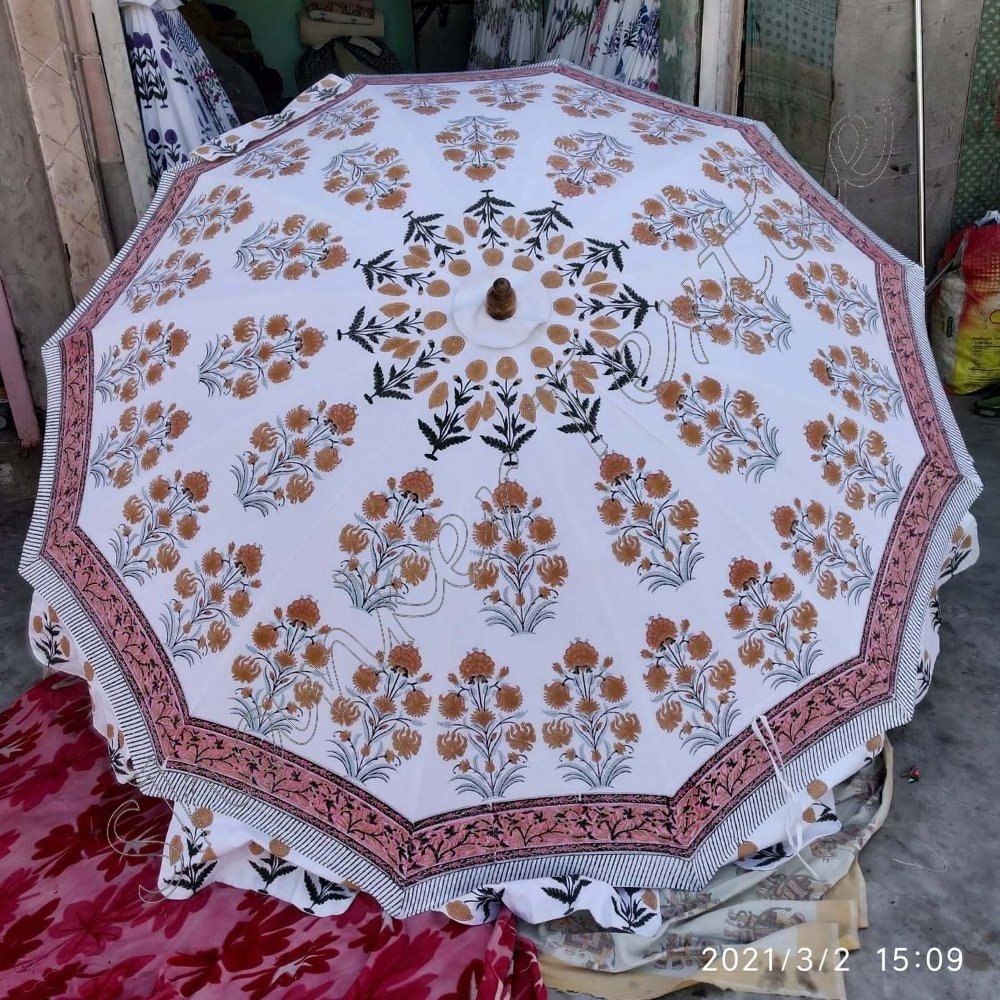 Ethnic Handmade Indian Garden Umbrella Large Decorative Garden Umbrella Tribal Bohemian Garden Umbrella