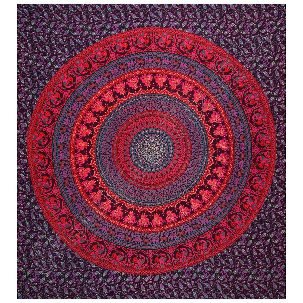 Gold Supplier Indian Cotton Fabric Mandala Tapestry Wholesale Wall Hanging Indian Hippie Dorm Tapestries Bedspread Ethnic Decor