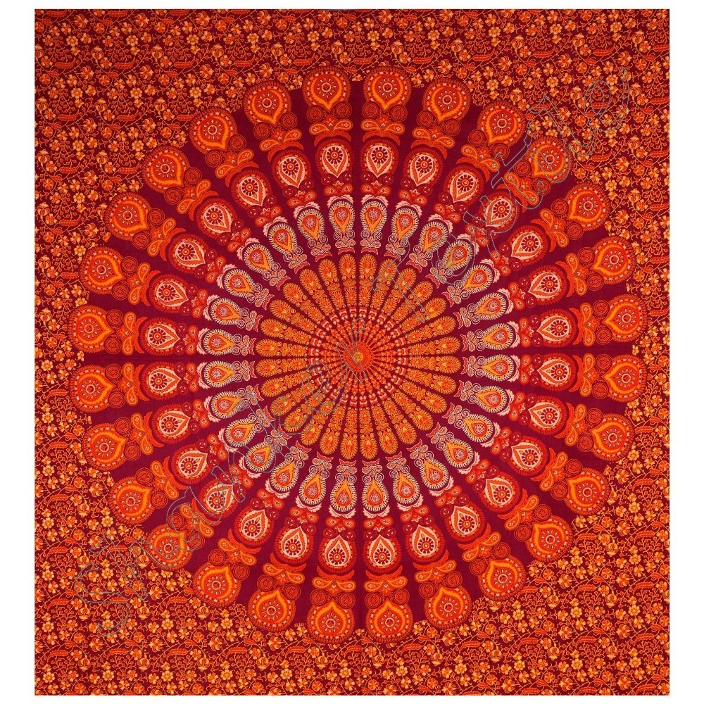 Gold Supplier Indian Cotton Fabric Mandala Tapestry Wholesale Wall Hanging Indian Hippie Dorm Tapestries Bedspread Ethnic Decor