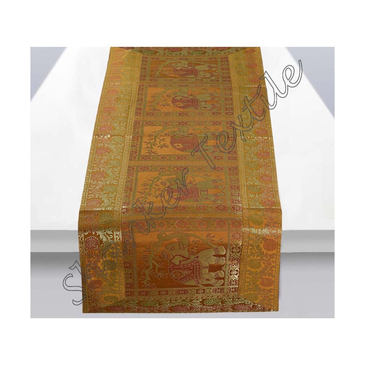 Christmas Decorative Silk Brocade Wall Hanging/Tapestry/Table Runner Throw Banarsi Silk Sari Gypsy Vintage Brocade Table Runner